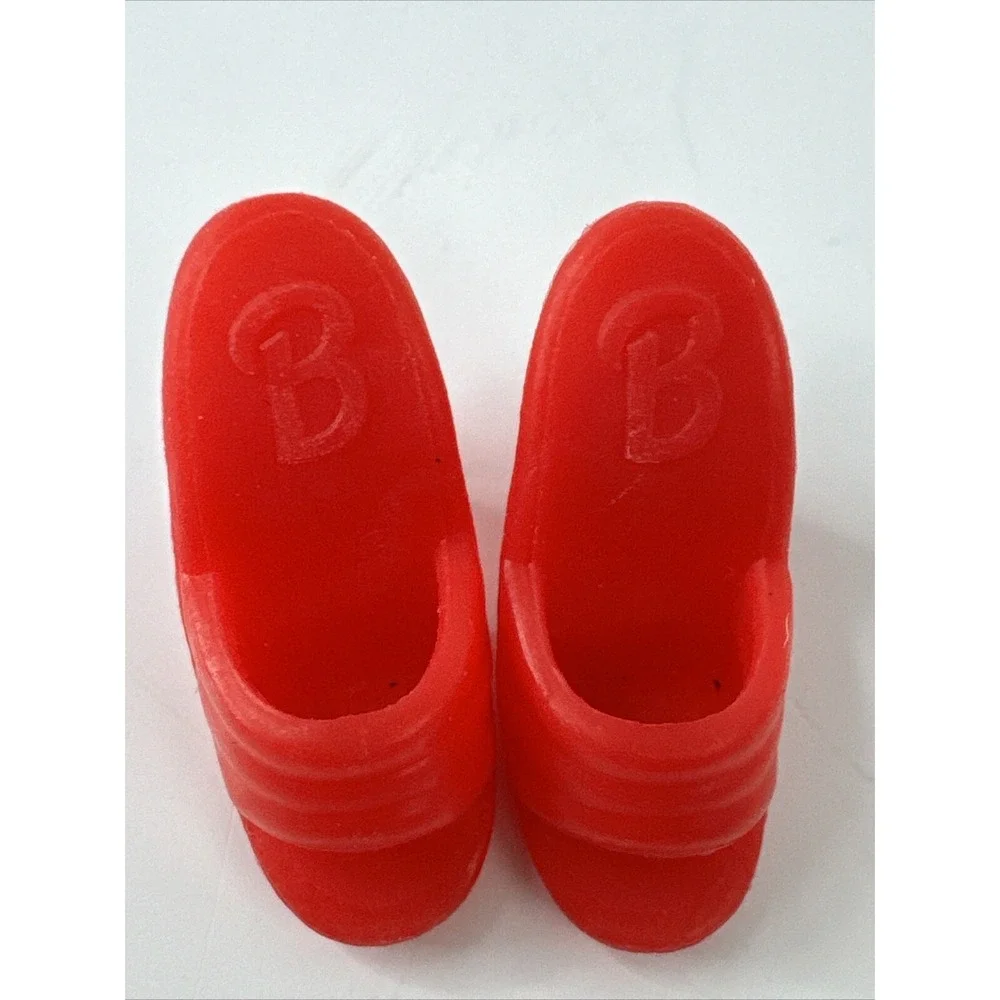 Barbie Doll Shoes Unisex OS Blue Red B Logo High Heel Mules‎ 2 Pairs Mattel Toy
